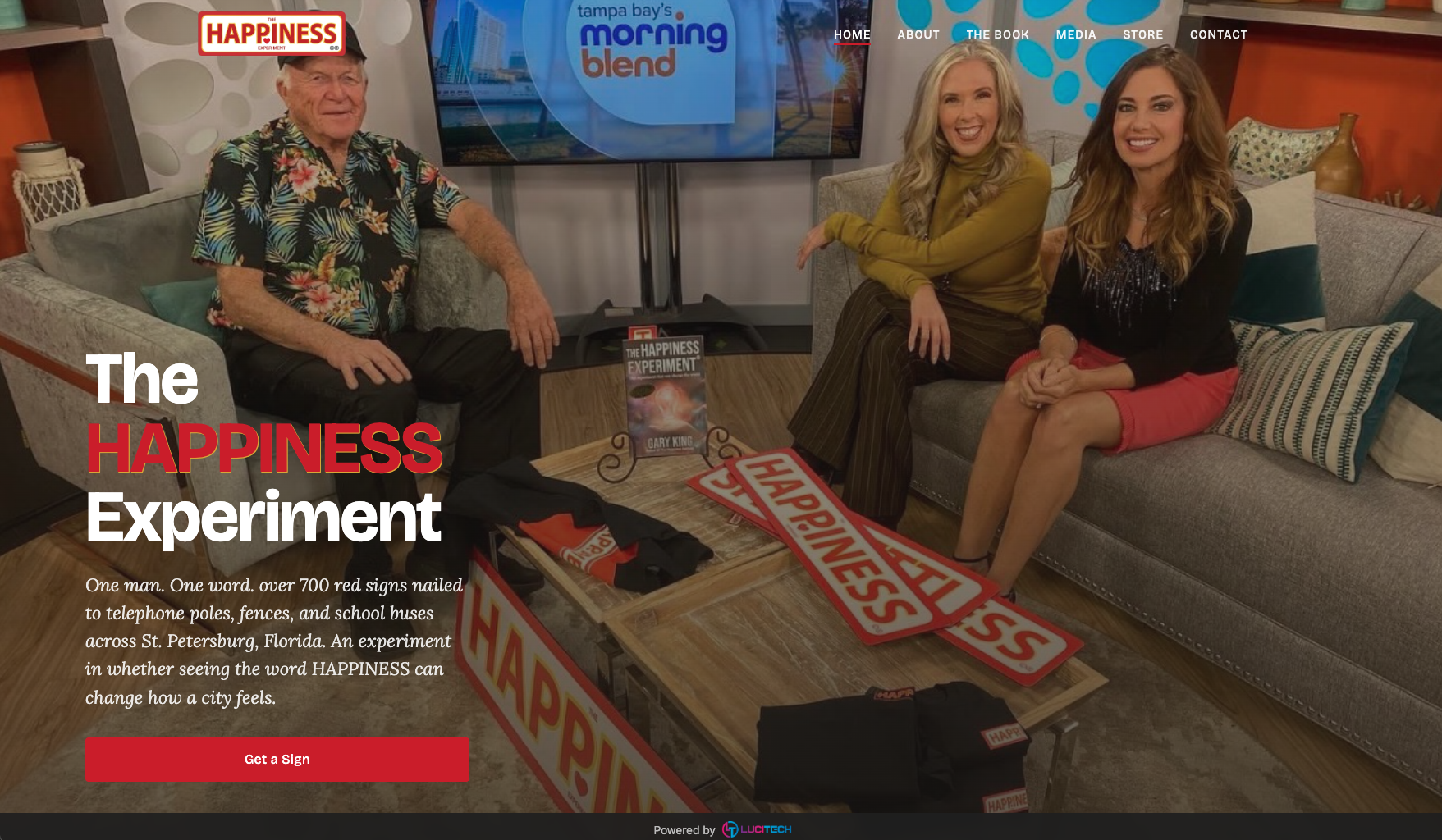 Screenshot of The Happiness Experiment website built by Lucitech