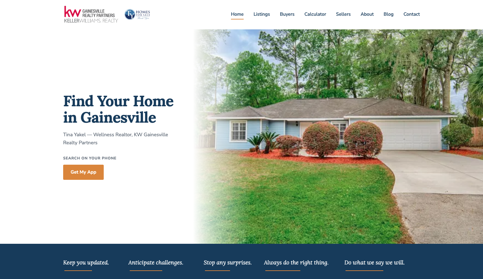 Screenshot of the TY Homes For Sale real estate website built by Lucitech